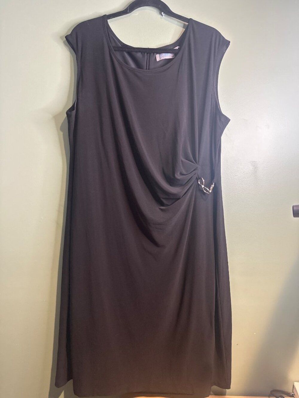 B-Slim Collection 2X Black Sheath Dress Side Drape Career Cocktail Plus Size